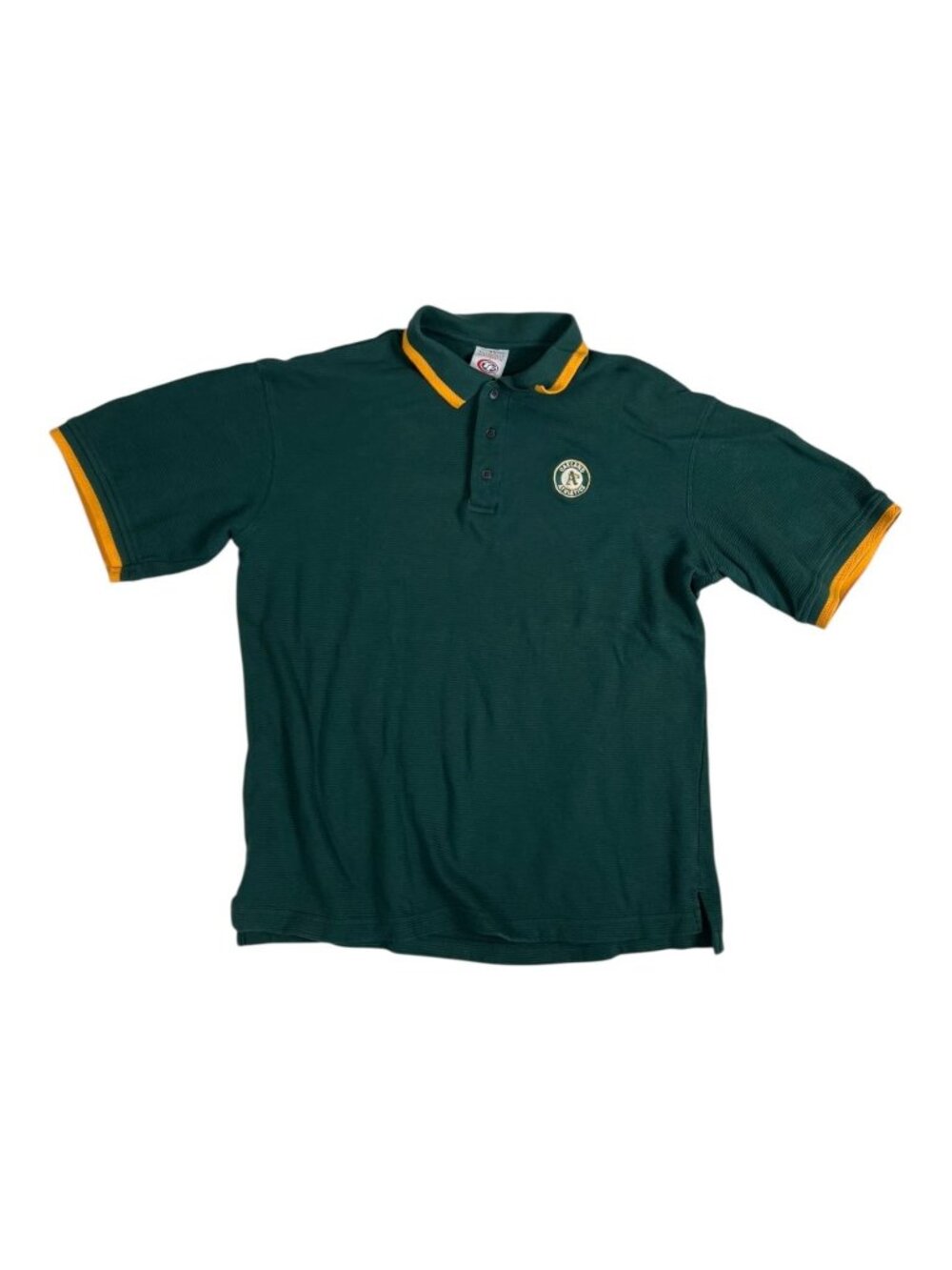 VTG Oakland Athletics Polo Shirt Mens Large Green MLB Baseball True Fan Collared